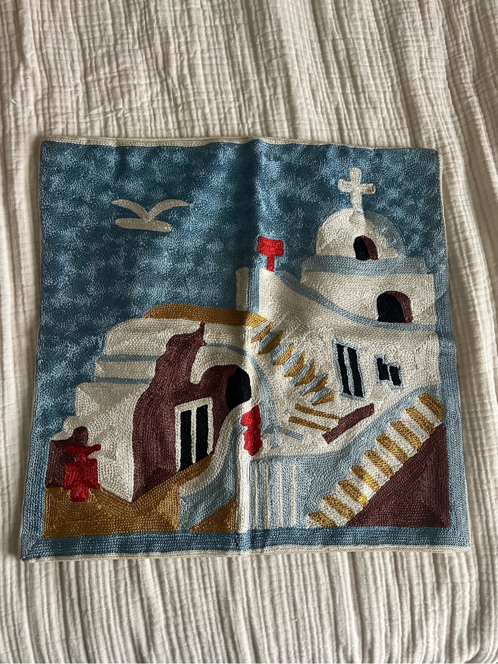 Vintage Greece Needlepoint Pillowcase Cover